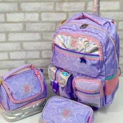 Kit 3 peças escolar estrela lilás