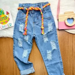 Calça Jeans com Cordão