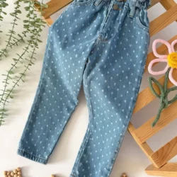 Calça jeans bolinha