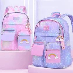 Mochila escola arco-íris