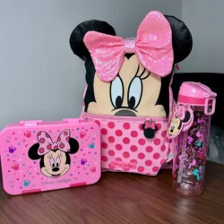 Kit mochila escolar 3 peças Minnie