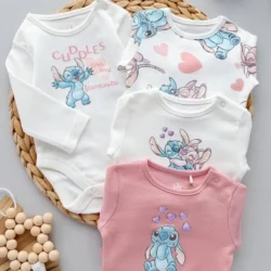 Kit 4 body manga longa Stitch