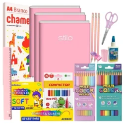 Kit escolar 70 itens