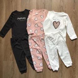 Kit 3 Pijamas Manga Longa Coração