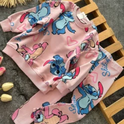 Conjunto Inverno Stitch rosa