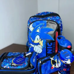 Kit mochila escolar 4 peças Sonic